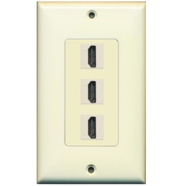 RiteAV HDMI 2.0 Keystone Decorative Wall Plate - Light Almond/Light Almond 3 Port