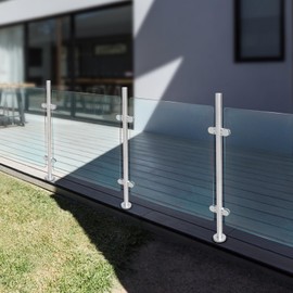 Railing Post, 110cm/43.3inch Stainless Steel Pipe Railings Fence Pole Handrail Garden Glass Railing Post Deck Railing System Handrail Garden Fencing for Balcony Guardrails, Attic Guardrails