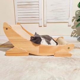 Cat Scratcher for Indoor Cat Scratching Post Sisal Lounger Modern Pet Furniture Cat Chair with Natural Wood Replaceable Sisal with Catnip and Felt Pads,Medium Size(Cloud Edge)