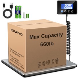 KUAIVO Shipping Scale, 660lbs Heavy Duty Digital Postal Scale for Packages, 0.7oz High Accurate Postage Scale for Small Business, Luggage, Home Use, Battery & Charging Cable Include