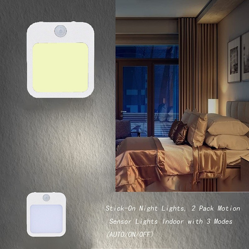 2pcs Plug in Night Light with Motion Sensor Mini Warm