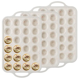 ABuff 3 Pack Silicone Muffin Pan for Baking 24 Cup Mini Silicone Cupcake Pan with Metal Reinforced Frame, Nonstick Baking Cups BPA Free Silicone Cupcake Molds for Oven Dishwasher Safe, Cream