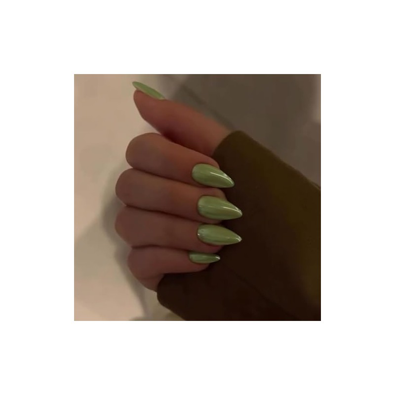 SXVME Uñas Postizas Almendradas con Glaseado Verde Donut, Uñas Postizas