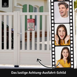 LANOLU Retro Tin Sign – Einfahrt Freihalten Sign, Parking Ban Sign, Ausfahrt freihalten auch gegengegengegenüber, Einfahrt Tag und Nacht Freihalten – 20 x 30 cm
