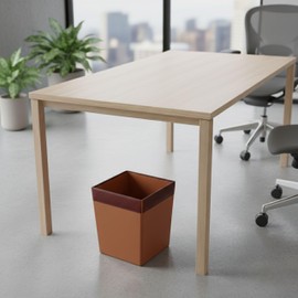 Dacasso Mocha Leather Waste Basket