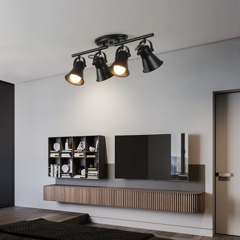 SEEBLEN 4-Light Track Lighting Kit, Directional Ceiling Light, Industrial Black