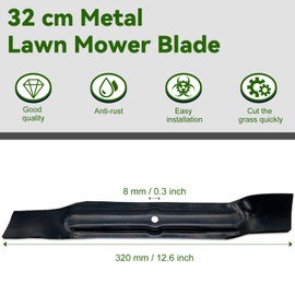 YUNSTK 32 cm Metal Lawnmower Blade, FLY046 Lawn Mower Blades for Flymo Venturer 320, Chevron 32V, Easimo EM032, Rollermo RM032, Visimo VM032, RE320 Lawnmowers