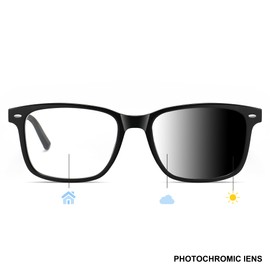 SUNAMOY Photochromic Nearsighted Transition Glasses -2.0 Mens Womens Shortsighted Myopia Blue Light Spring Hinge Distance Glasses for Driving Black Frame (NOT READING GLASSES)