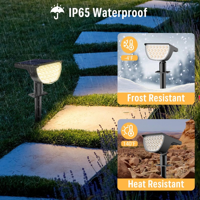 GKGG Solar Lights Outdoor Waterproof IP65, 76 LED 3 Lighting