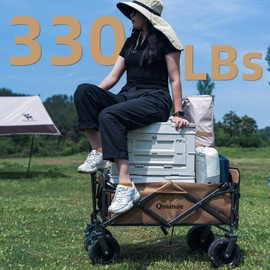 Qunature Collapsible Foldable Wagons Carts with 330LBS Large Capacity 180L Heavy Duty Utility Wagon Grocery Cart on Wheels for Beach Shopping Picnic