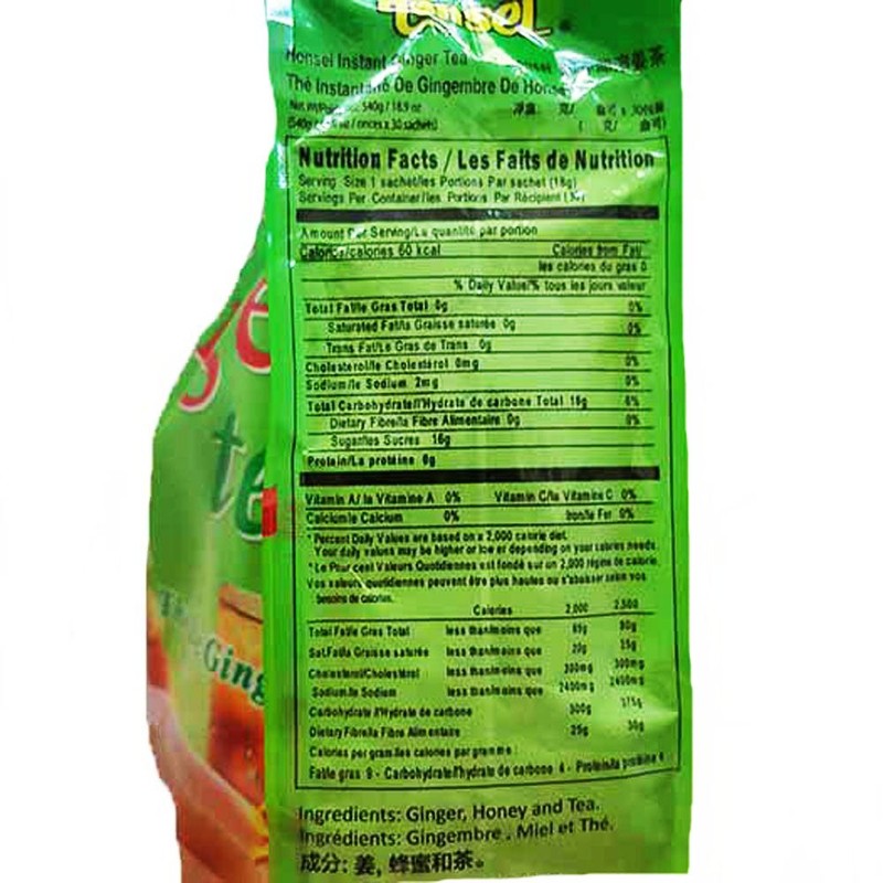 Honsei Instant Ginger Honey Tea (30 Sachets) 18G/0.63oz- Product of