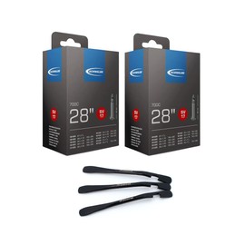 Schwalbe SV17 Bicycle Inner Tubes 40 mm 28 Inches (28/47-622/635) with 3 MSZweirad Tyre Levers Set of 2
