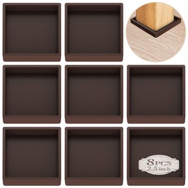 Furniture Coasters Caster Cups Rubber 2.5 inch Square no Slip Pads Furniture Leg Protectors-for Hardwood Floors (8, Square Brown)