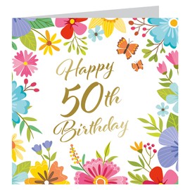 Traditional Birthday Greetings Card For 50th Birthday | Foiled Gold Birthday Card| For Mum Sister Friend