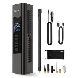 TANYO Reifenfüll Elektrische Luftpumpe, Mini Akku Kompressor Auto mit LED Licht, 150 PSI Akku Luftpumpe Auto Zubehör Essentials, Fahrradpumpe Elektrisch für Auto Motorrad Fahrräder Bälle