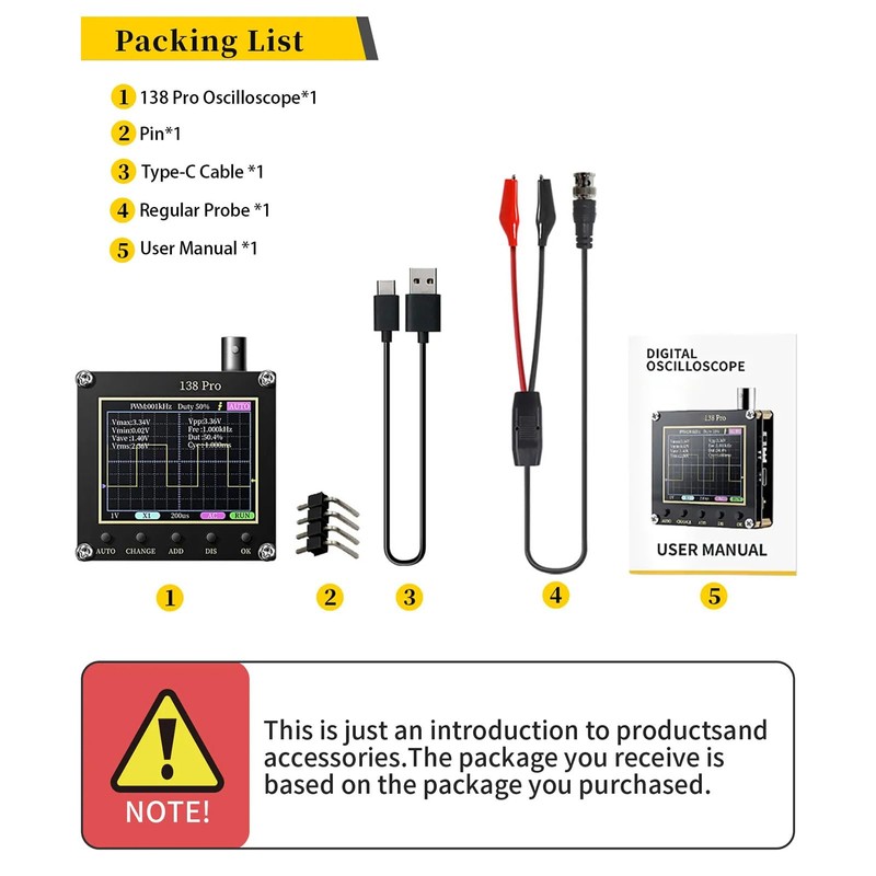 DEWIN Oscilloscope, Laboratory Oscilloscopes 138Pro Portable Oscilloscope Kit 2.4 Inch