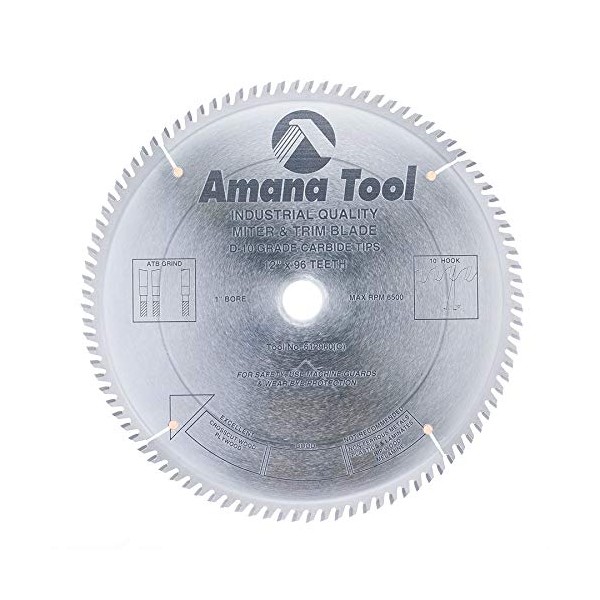 Amana Tool - 612960 Carbide Tipped Trim 12" Dia x 96T ATB, 10 Deg, 1" Bore