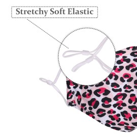 WedDecor 10Pcs Washable Cloth Face Mask Reusable and Adjustable Protective Fabric Face Cover Dust Filter Pocket, Filter Pocket 3 Layer Cotton Face Mask Machine Washable, Leopard Print