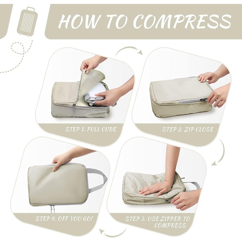 Compression Packing Cubes for Suitcases, Travel Essentials Expandable Travel Bags
