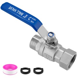 Garden Hose Shut Off Valve, Full Flow Water Hose Shut-off Valve, 3/4'' Heavy Duty Lead-free Garden Hose Ball Valve, 304 Stainless Steel Ball Valve Adapter with 360 Degree Rotatable Swivel Joint