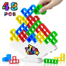 48pcs Tetra Tower Balance Stacking Attack Block Game, Tetris Swing Terra Tower, Family Board Games for Kids & Adults, Team Building Parties Travel Toy - Specification: 【Buy cautiously】Only cards/no blocks