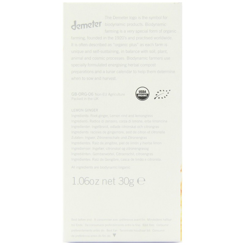 Hampstead Tea Organic Lemon and Ginger 30 g (Pack of