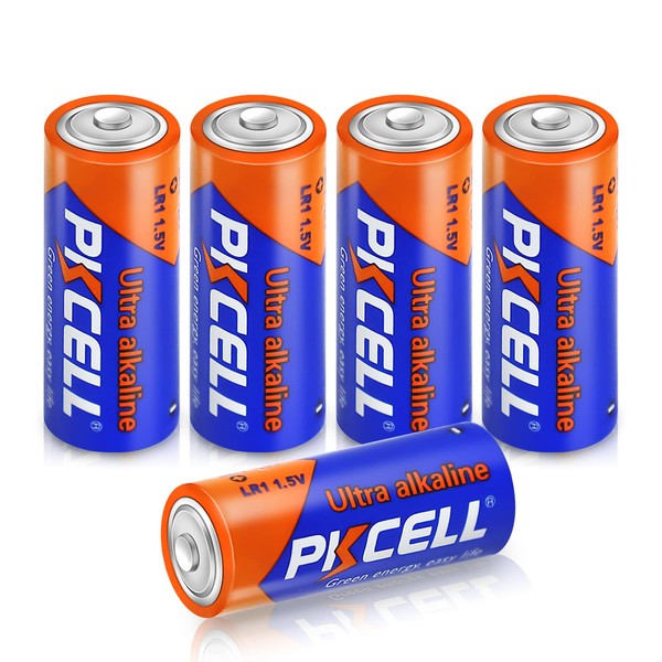 PKCELL 5 pilas alcalinas de 1,5 V LR1/MN9100/E90/N, baterías a prueba de fugas, alto rendimiento y potentes baterías, adecuadas para todo tipo de equipos electrónicos