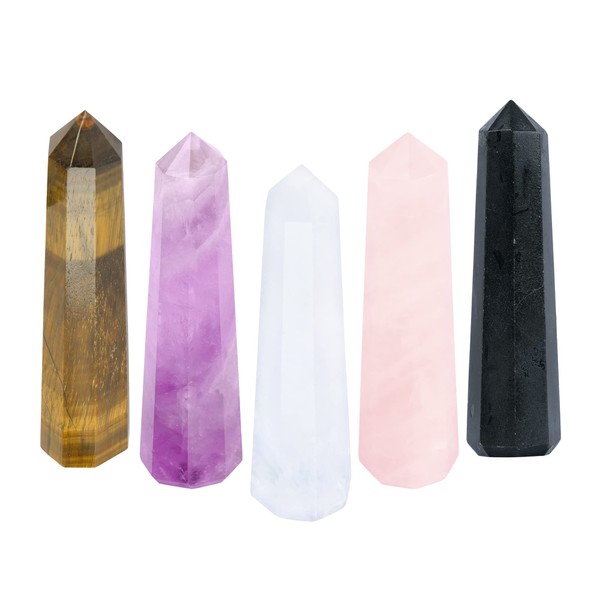 Crystal Wand - Healing Crystals - Rose Quartz Crystals - Clear Quartz - Amethyst Stone - Black Tourmaline- Tiger Eye Stone - Feng Shui Decor - Spiritual Gifts