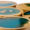 Round Ocean Wave Epoxy Resin and Bamboo Coaster Drink Mat