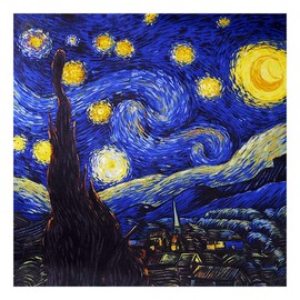 laprée - Women's Silk Scarf Art Reproduction with Hand-Rolled Edge 90 x 90 cm - Vincent Van Gogh Claude Monet, The Starry Night By Vincent Van Gogh