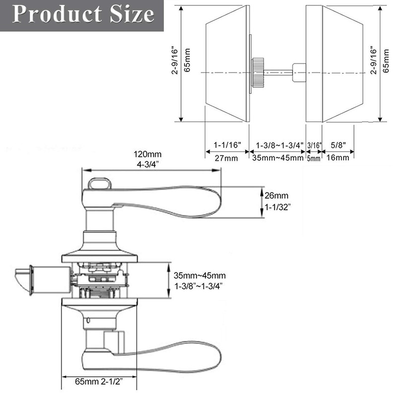 Probrico Entrance Lever Door Handle, Reversible for Right and Left