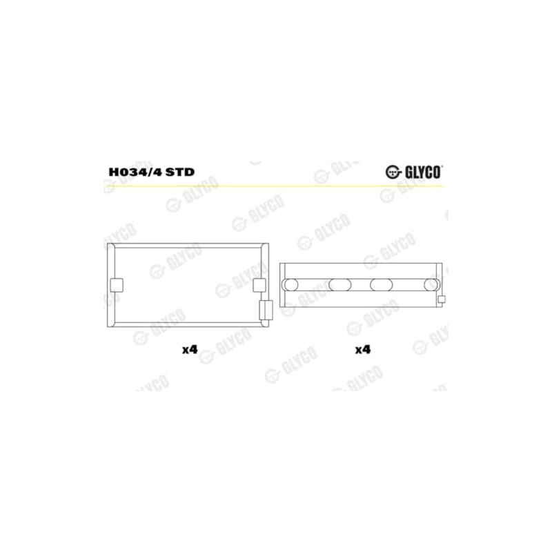 Glyco H034/4 STD Main Bearings, crankshaft