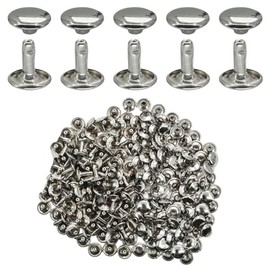 ciciment 100 Set Leather Rivets 10 * 10mm Double Cap Tubular Copper Metal Studs for DIY Leather Craft Clothes Bag Shoes Decoration(Silver)