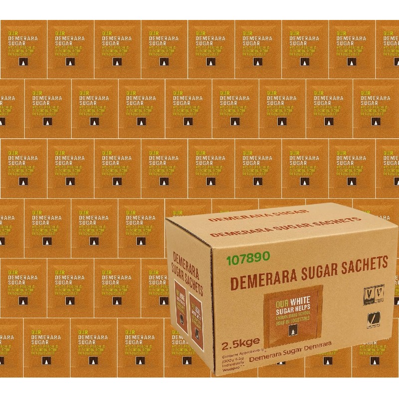 Brown Demerara Sugar Sachets – Individually Wrapped Pure Cane Portions,