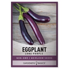 Eggplant Seeds for Planting - (Long Purple) is A Great Heirloom, Non-GMO Vegetable Variety- 500 mg Seeds Great for Outdoor Spring, Winter and Fall Gardening by Gardeners Basics