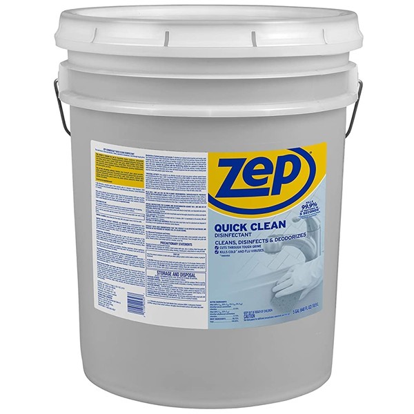 Zep Quick Clean Disinfectant 5 Gallon ZUQCD5G (1 Bucket) Kills 99.9% of Bacteria in 5 Seconds
