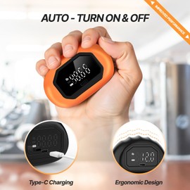 HICHOR Hand Grip Strength Tester Trainer - Strength Dynamometer for Fun Rechargeable Hand Exercising Device with Finger Exerciser and Stretcher Exercise Workout Equipment for Palm Black Orange