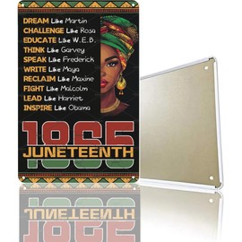 Black American Decorations Juneteenth Garden Decorations, DZQUY Juneteenth Sign Decor, Home Room Outdoor Yard Bar Cafe Metal Tin Sign 8x12 Inch