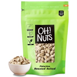 Oh! Nuts Pistachios – California Roasted Salted Pistachios, 2 LB Bag – Premium Dry Roasted Nuts, Vegan, Gluten-Free, Kosher Snack