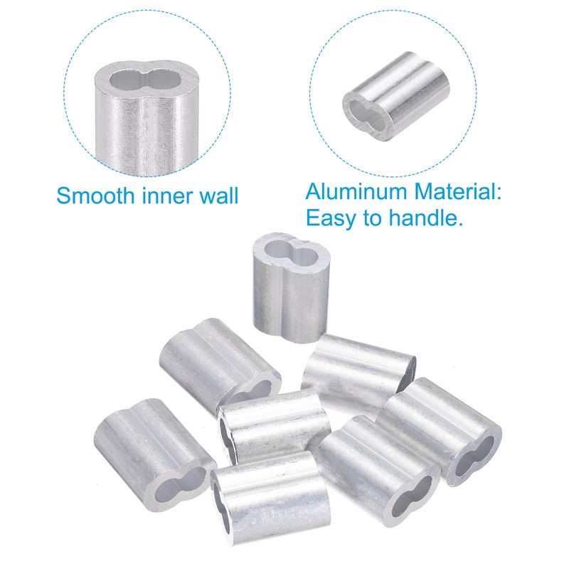 PATIKIL 5/16"/ 8mm Aluminum Crimping Loop Sleeves, 8Pcs Cable Crimp