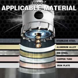 FROOOK 22PCS Carbide Hole Saw Kit for Metal - Heavy Duty TCT Hole Cutter Drill Bits Set with Titanium Pilot & 3 L-Wrench, for Stainless Steel,Iron,Aluminum,Metal