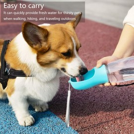 Dog Water Bottle, Leak Proof Portable Puppy Water Dispenser, 550ml Antibacterial Water Feeder For Pets, Dog Cat Pet Outdoor Walking Travelling Drinking Cup, Drinking Bowl (Blue)