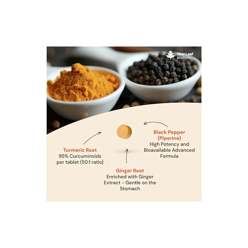 Turmeric Tablets with Black Pepper & Ginger - Curcumin -