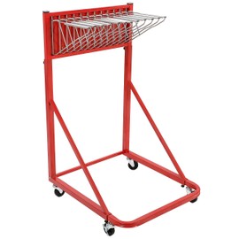 KUAFU Mobile Blueprint Storage Rack w/ 12 Adjustable Height & Length Pivot Brackets Powder Coated Steel Heavy Duty File Organizer Stand Plans Holder -Red