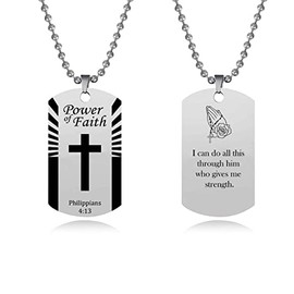 SBI Jewelry Women Men Philippians 4:13 Necklace Bible Verse Prayer Sister Best Friends Mum Girlfriend Auntie Birthday Christmas Family Jesus God Holy