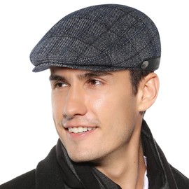 Sumolux Mens Newsboy Hat Flat Cap Gatsby Newsboy Lvy Irish Hats Driving Cabbie Hunting Cap D Gray