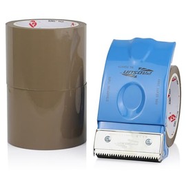 Cinta de embalaje de 3 pulgadas de ancho con dispensador, 2.4 mm x 55 yardas de repuesto de cinta de embalaje resistente para envío, grado industrial, cinta de boxeo urtal fuerte para mudanza, correo