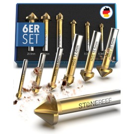 STONE REEF Countersink Set Professional Made of HSS Steel [6 Pieces Including Storage Box] - Countersink Metal Countersink Metal Countersink Set, Countersink Metal Countersink Wood, Countersink Wood