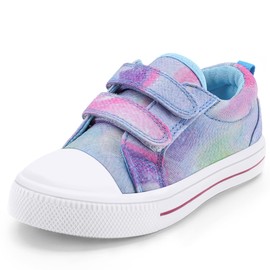 K KomForme - Tenis de lona para niños y niñas, con doble gancho y bucles, para bebés, Azul oscuro, 14 MX Niñito