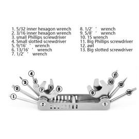 Diving Repair Multi Tool, 13 in 1 Stainless Steel Scuba Wrench Screwdriver Maintenance Multi Tool Diving Diving
